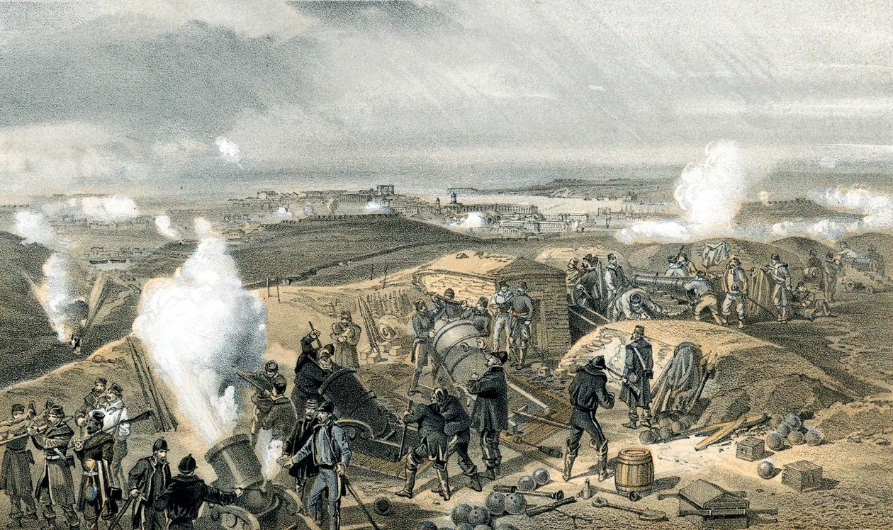 Um dia quente nas baterias, guerra da Crimeia, 1853-1856 de Unbekannt