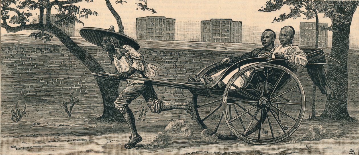 Um Jinriksha, ou carro de mão chinês, c1883. de Unbekannt