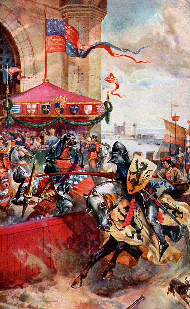 Uma Justa na Ponte de Londres, 1390, c1920 de Unbekannt