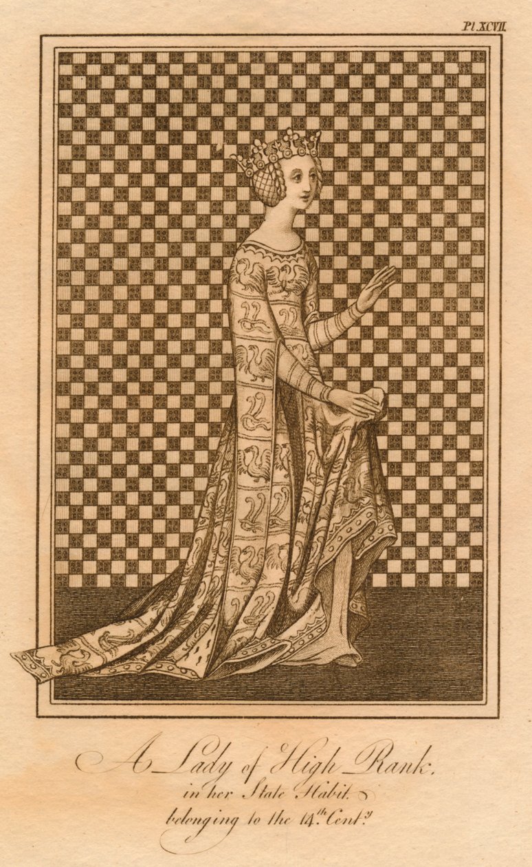 Uma dama de alto escalão, em seu hábito de estado, pertencente ao século XIV. de Unbekannt