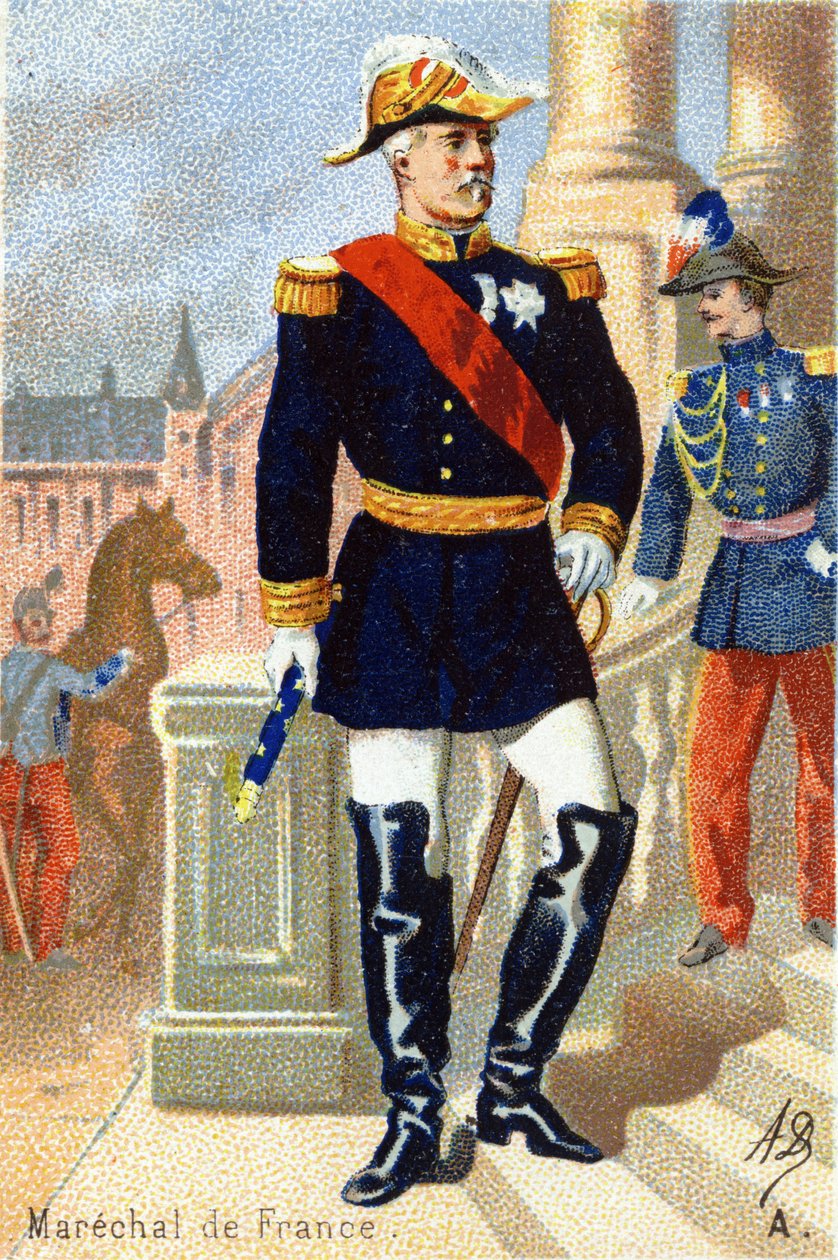R: Marechal da França. Gravura em "Alfabeto Militar" . Iniciais do Ilustrador: A. D. Editora desconhecida. Cromolitógrafos do final do século XIX. Dim: 10,5x7cm . de Unbekannt