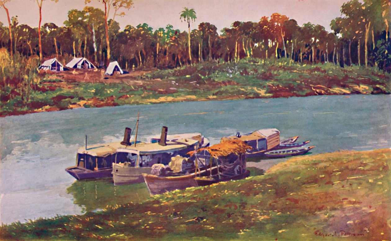 Um acampamento militar ao alcance do Alto Amazonas, a três mil milhas do mar, 1914 de Unbekannt
