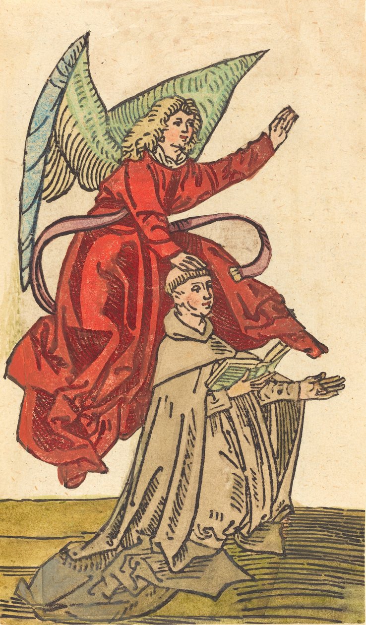Um monge com um anjo, 14801490. de Unbekannt