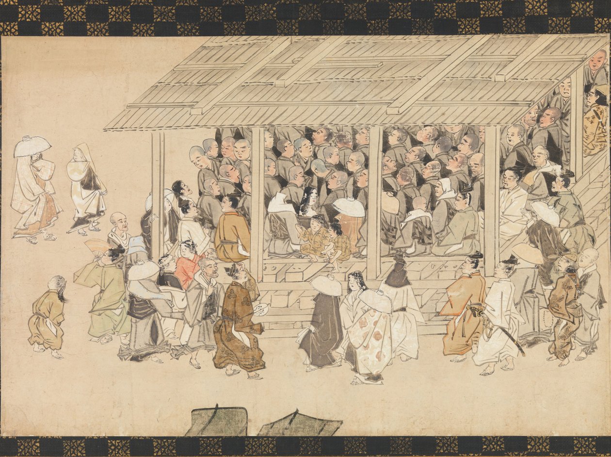 Encontro Nenbutsu em Ichiya, Kyoto, da Biografia Ilustrada do Monge ..., final do século XIV de Unbekannt