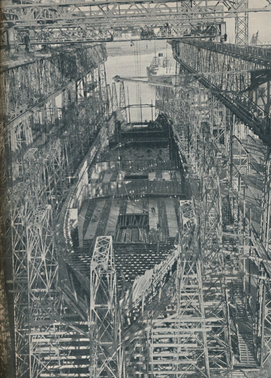 Um ninho de aço. Revestimento Cunard White Star Georgic em construção, 1927-1929, 1936 de Unbekannt