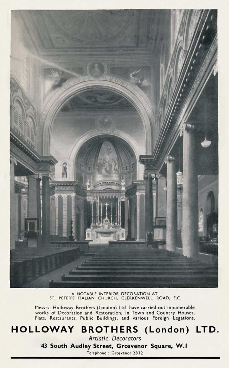 Uma notável decoração de interiores na Igreja Italiana de St. Peters, 1933 de Unbekannt