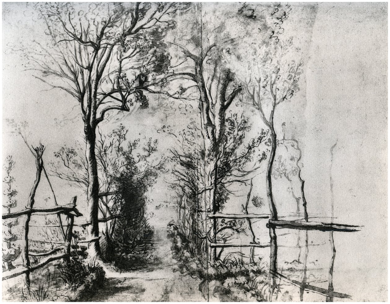 Um caminho cercado por árvores, c1620-1625 1958 de Unbekannt