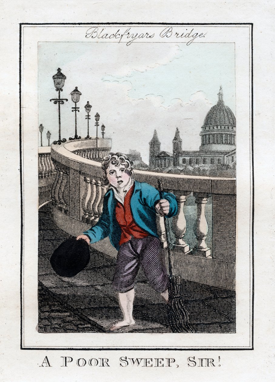 Uma varredura pobre, senhor !, Blackfriars Bridge, Londres, 1805 de Unbekannt