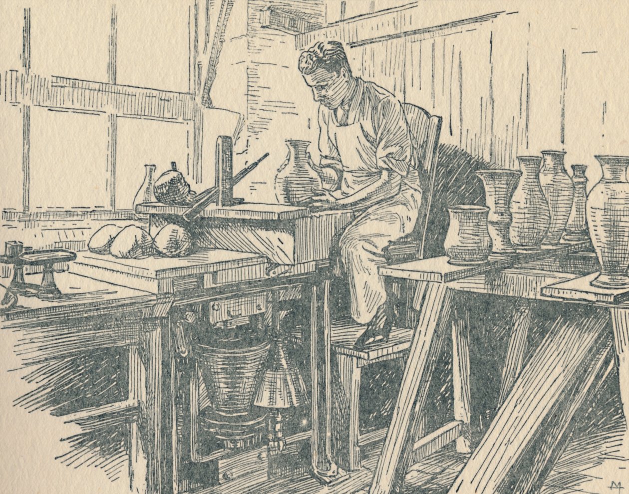 Um oleiro no trabalho, 1910 de Unbekannt