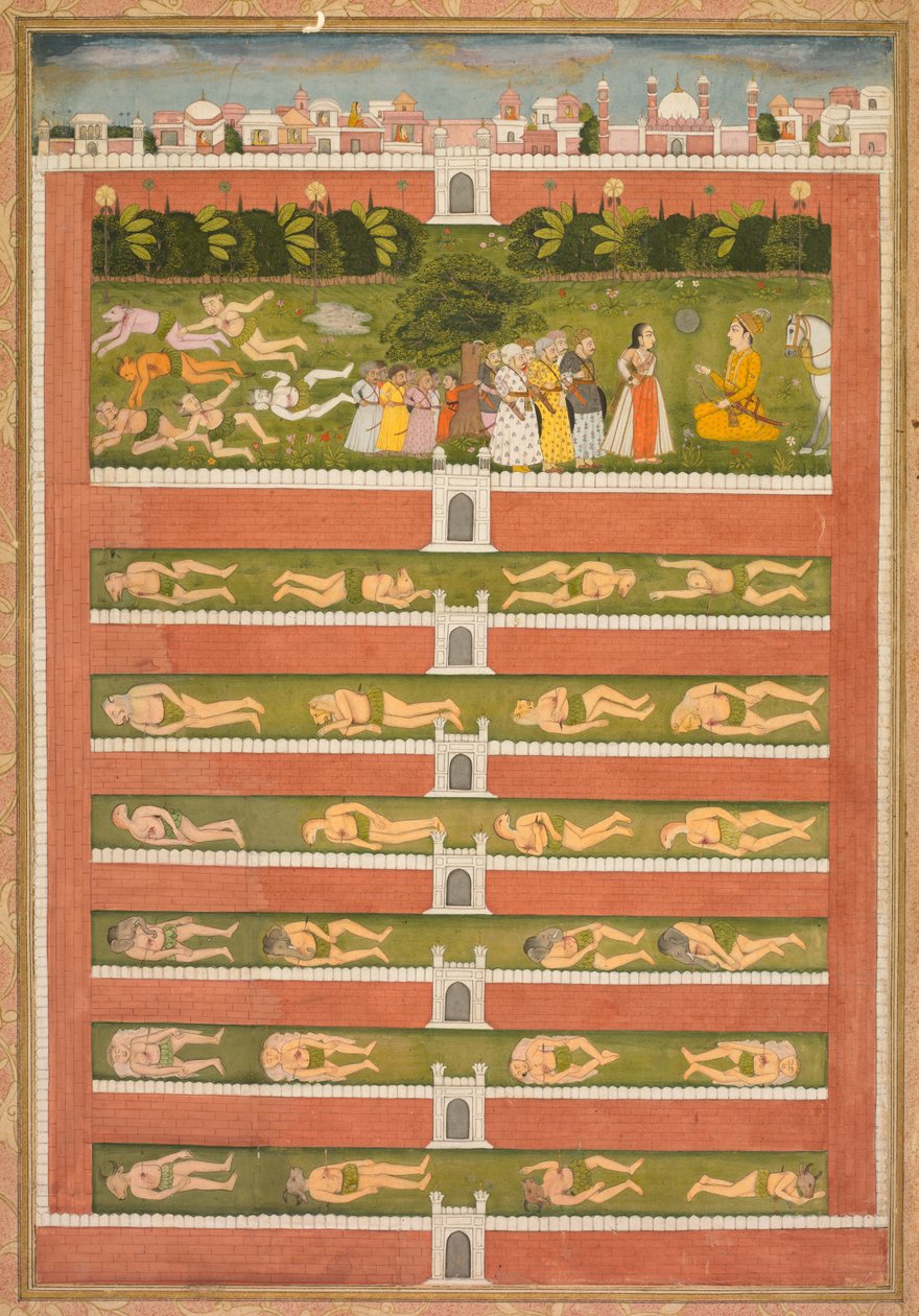 Uma princesa e demônios diante de um nobre: uma folha de um romance poético, c. 1710 de Unbekannt