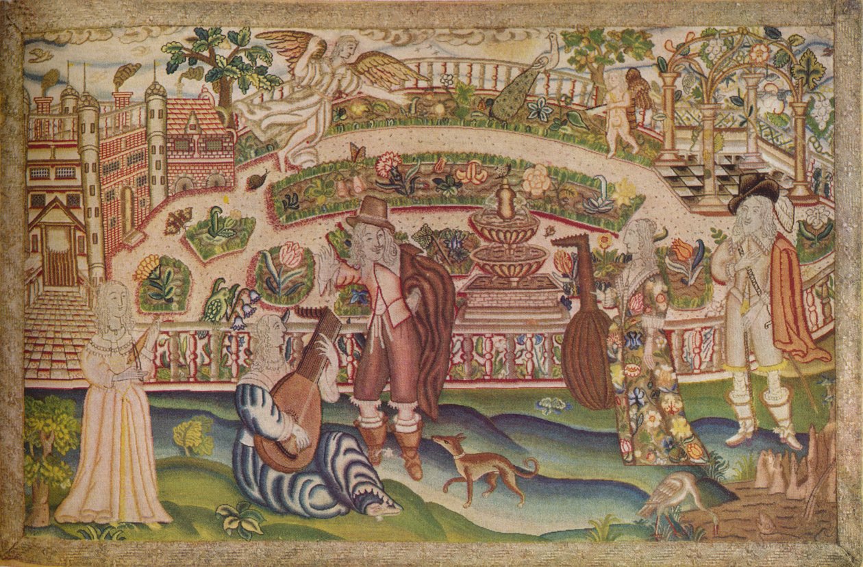 Um retrato raro de Petit Point do período de Carlos I, século XVII, 1936 de Unbekannt