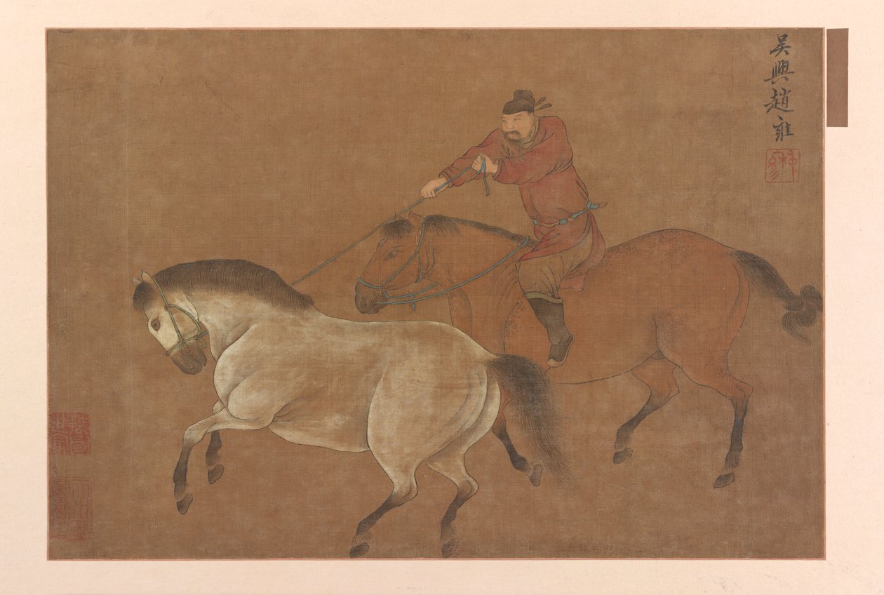Um cavaleiro laçando um cavalo, dinastia Ming, 1369-1644. de Unbekannt