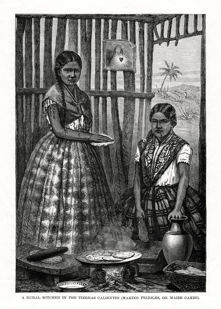 Uma cozinha rural nas Tierras Calientes, México, 1877 de Unbekannt