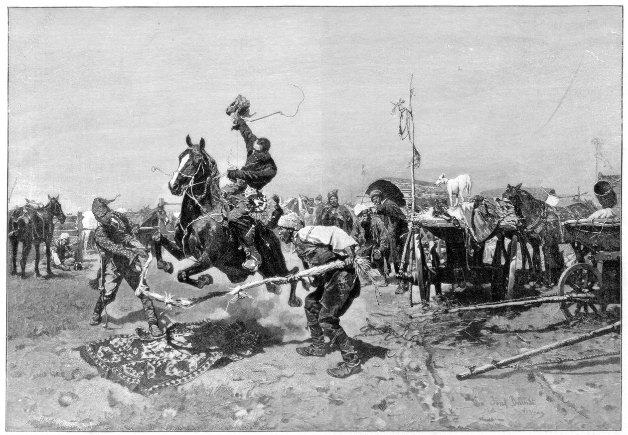 Uma feira de cavalos russa, 1894 de Unbekannt