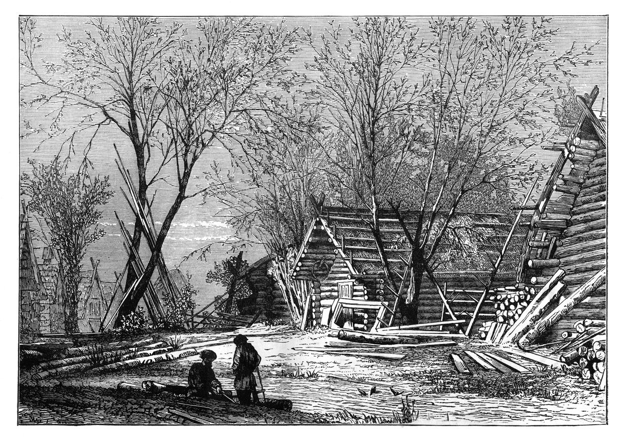 Uma vila russa nas margens do Volga, c1890 de Unbekannt