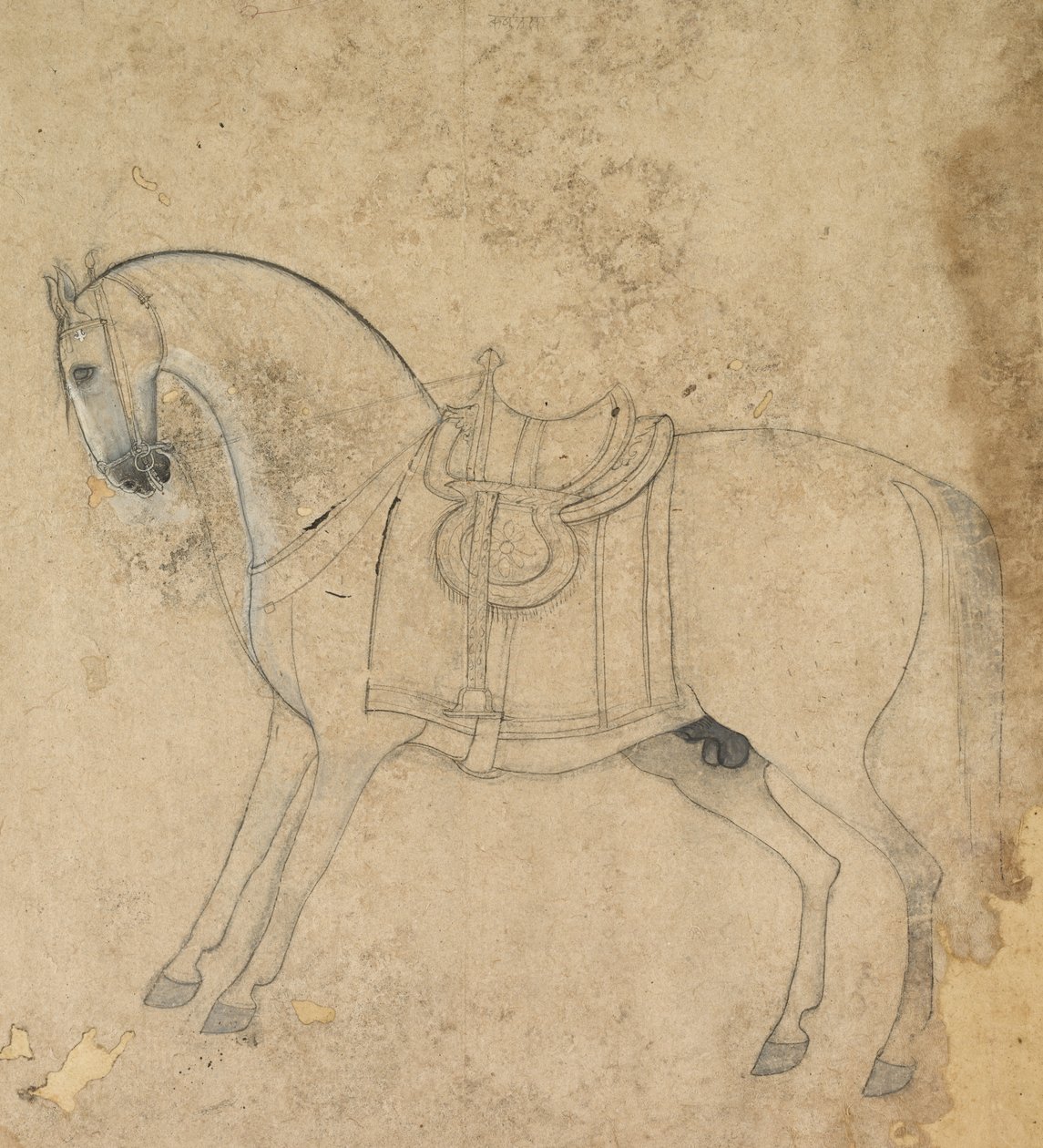 Um cavalo selado, c. 1750 de Unbekannt