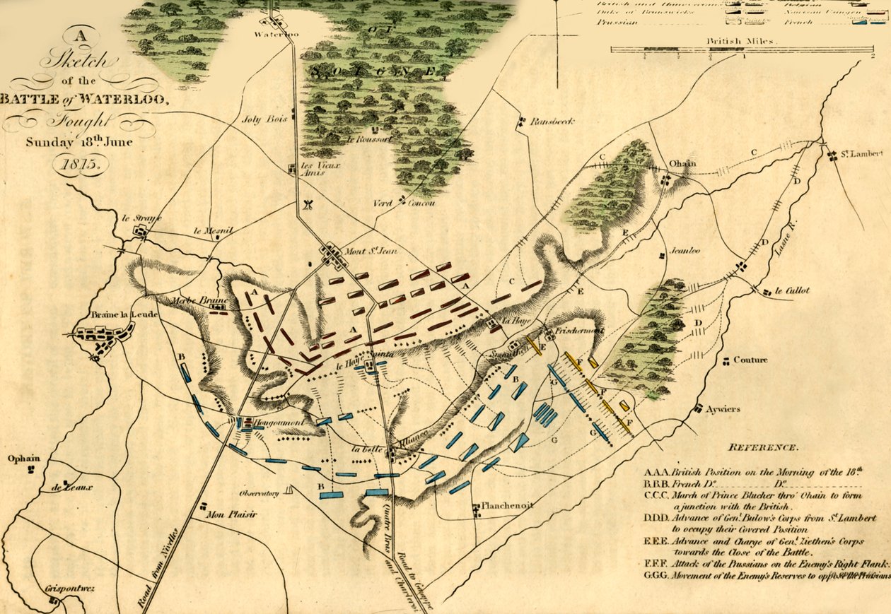 Esboço da Batalha de Waterloo, 18 de junho de 1815, 1816. de Unbekannt