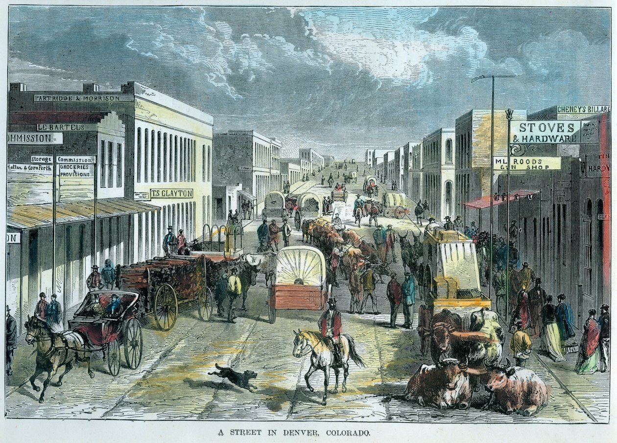 Uma rua em Denver, Colorado, EUA, c1880 de Unbekannt