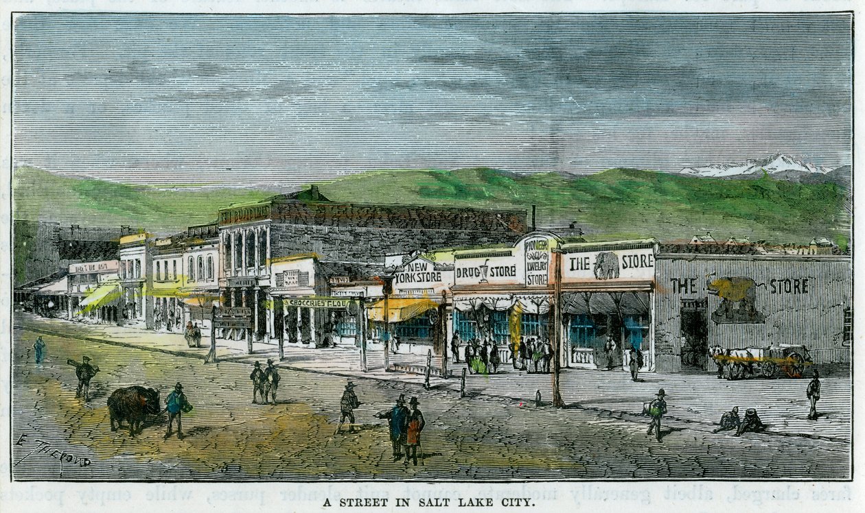 Uma rua em Salt Lake City, Utah, EUA, c1880 de Unbekannt