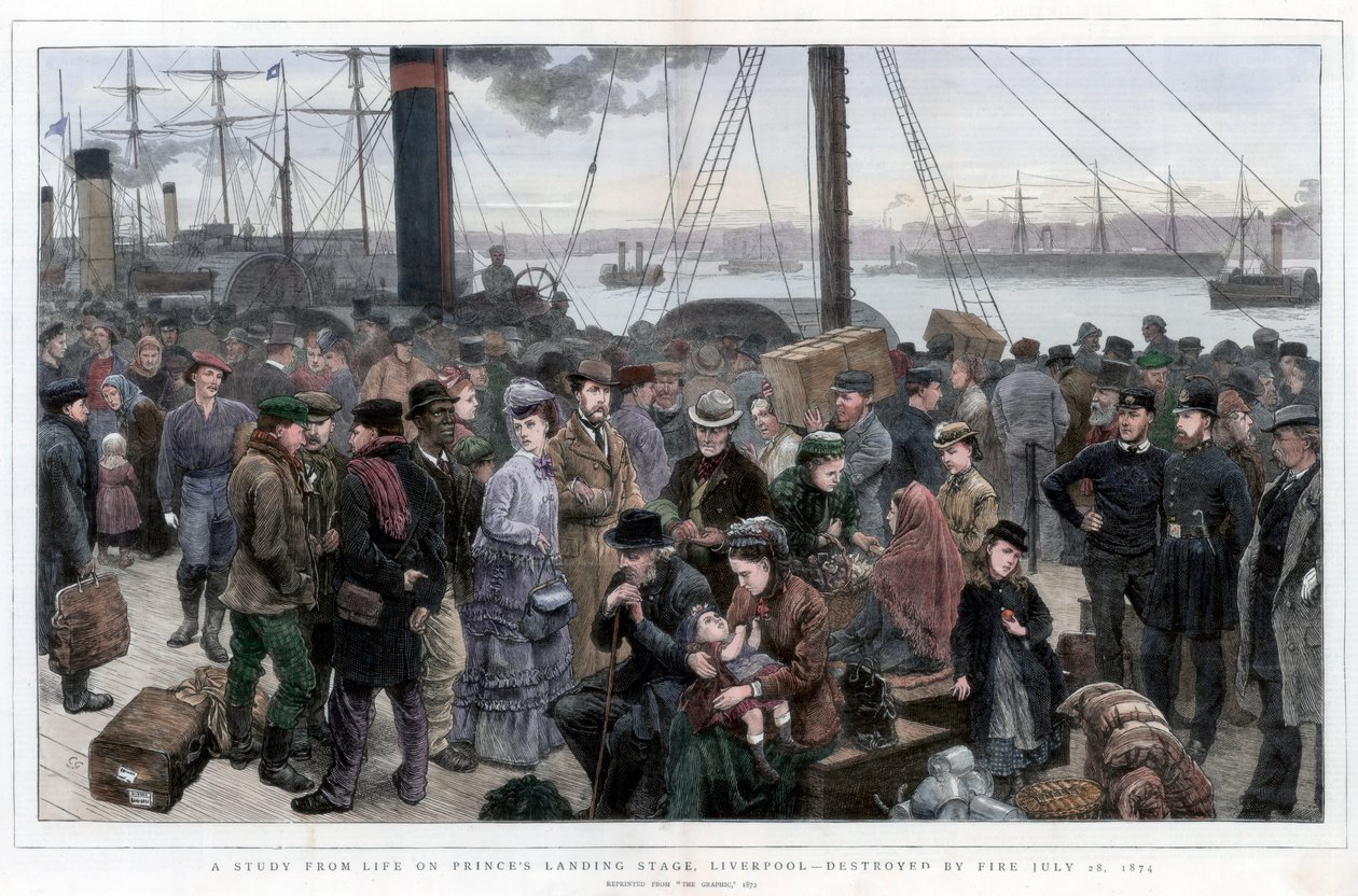 Um Estudo da Vida em Princes Landing Stage, Liverpool - Destruído pelo Fogo 28 de julho de 1874 de Unbekannt