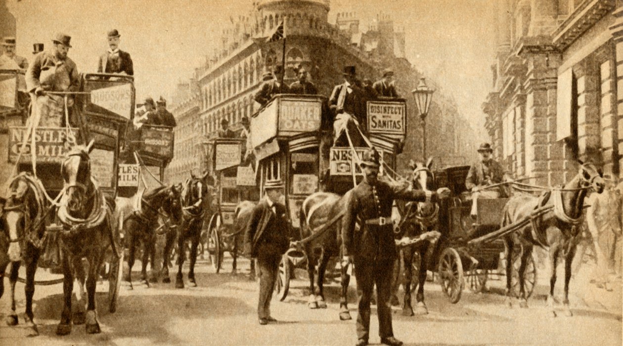 Um bloco de tráfego em 1900 - uma cena fora da Mansion House, 1933. de Unbekannt