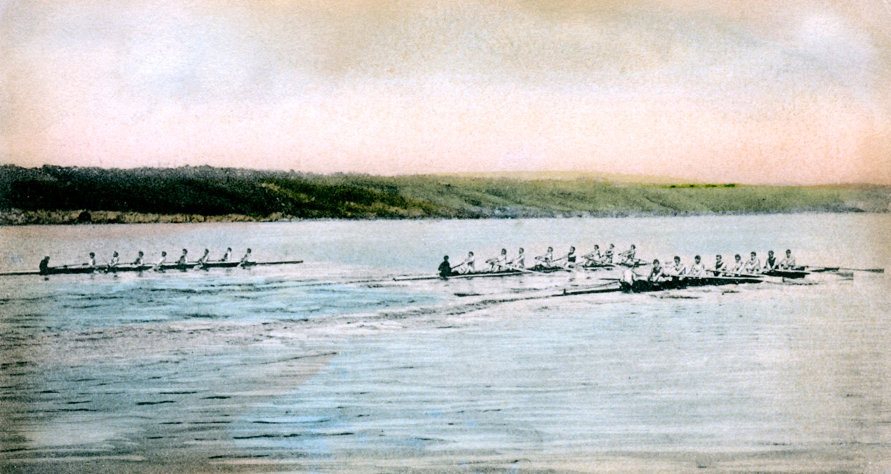 Uma rodada experimental das tripulações de Cornell no lago Cayuga, 1906 de Unbekannt