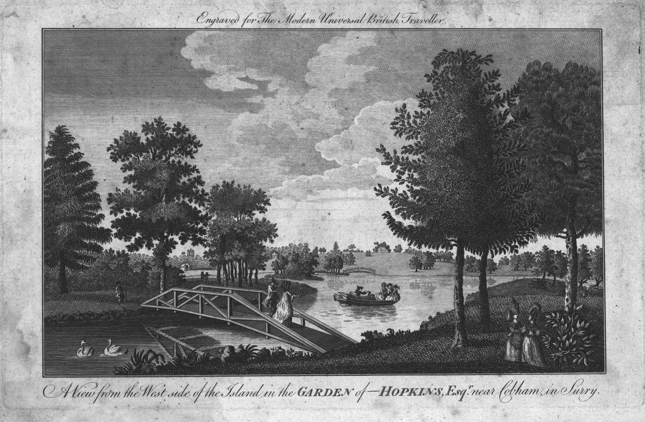 Uma vista da ilha no jardim de Hopkins, Esqr. próximo Cobham em Surry., c1760 de Unbekannt