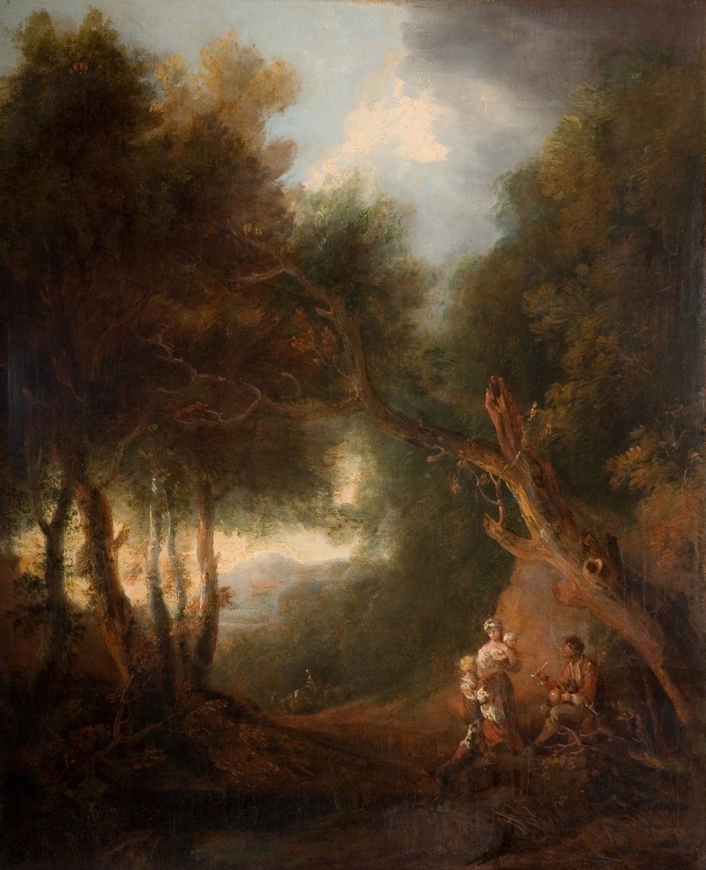 Uma paisagem arborizada, noite de outono, provavelmente c.1800. de Unbekannt