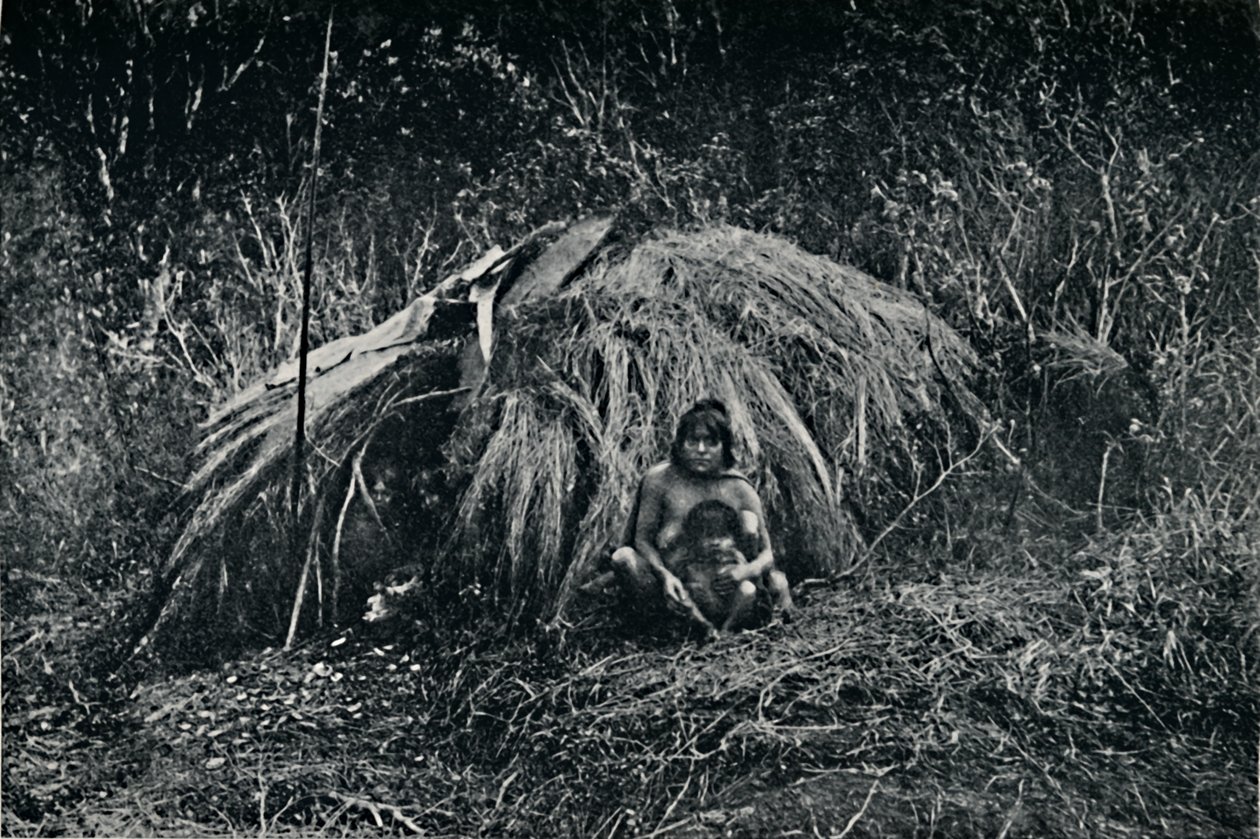 Uma cabana Yaghan em Fuegia, 1911 de Unbekannt