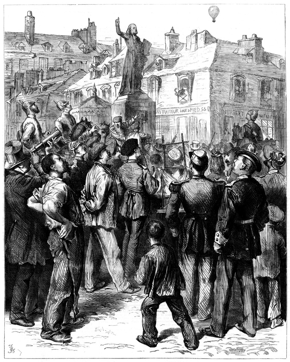Um balão de Paris passando por Versalhes, Guerra Franco-Prussiana, 1870 1871 de Unbekannt