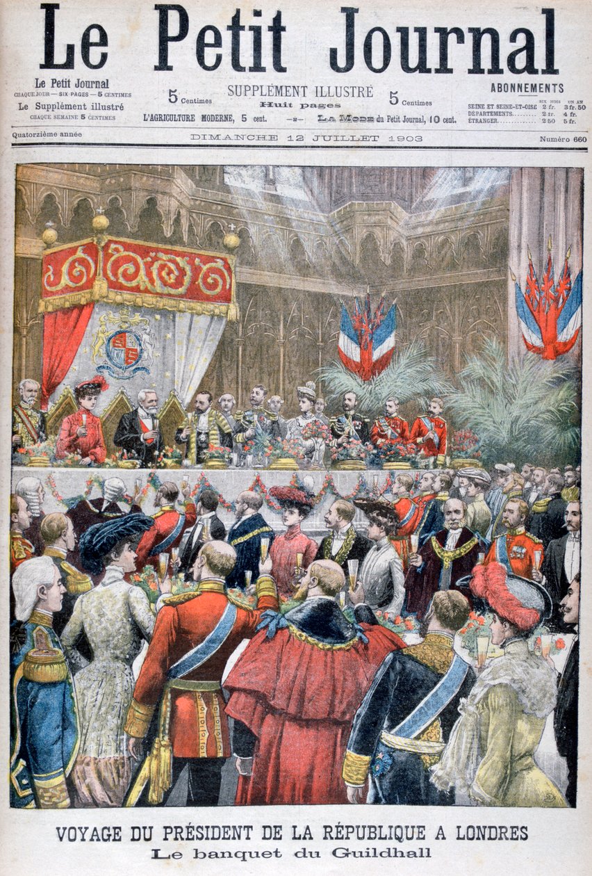 Um banquete para o presidente francês visitante, Guildhall, Londres, 1903 de Unbekannt