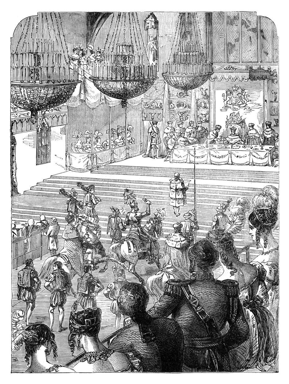 Um banquete no Westminster Hall comemorando a coroação do rei George IV, 1821 c1895 de Unbekannt