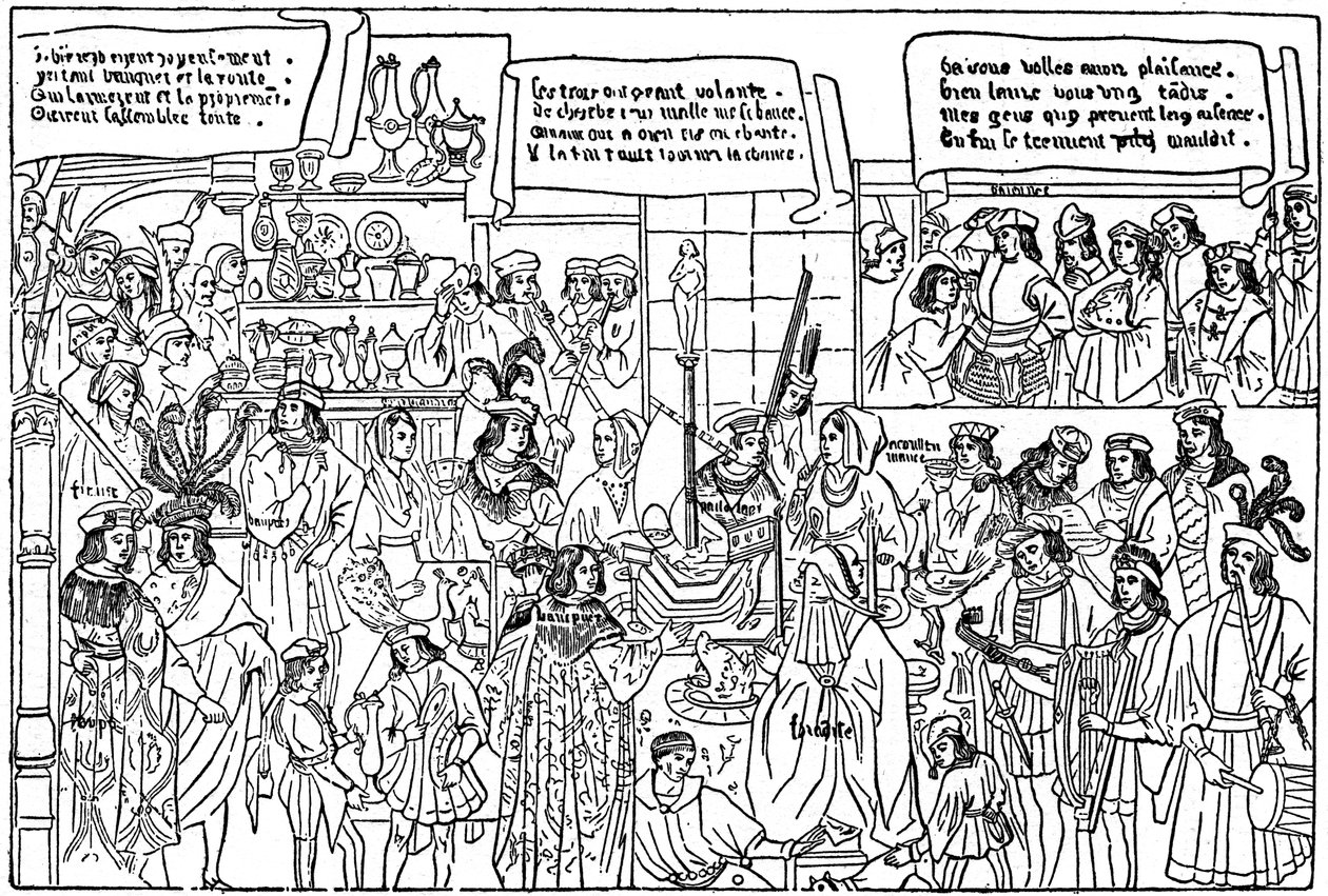 Um banquete, final do século XV, 1910 de Unbekannt