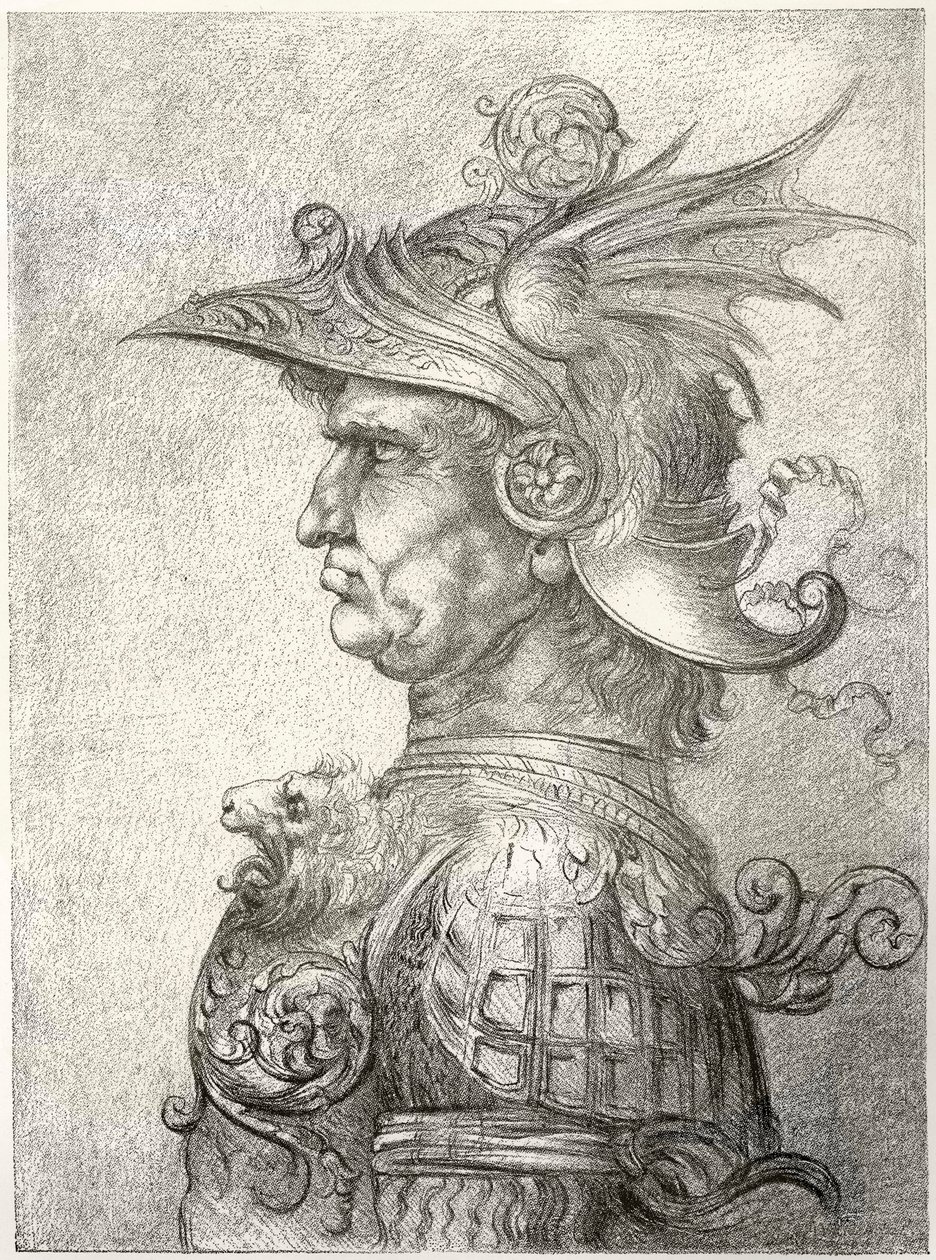 Um busto de um guerreiro de perfil, 1882 de Unbekannt