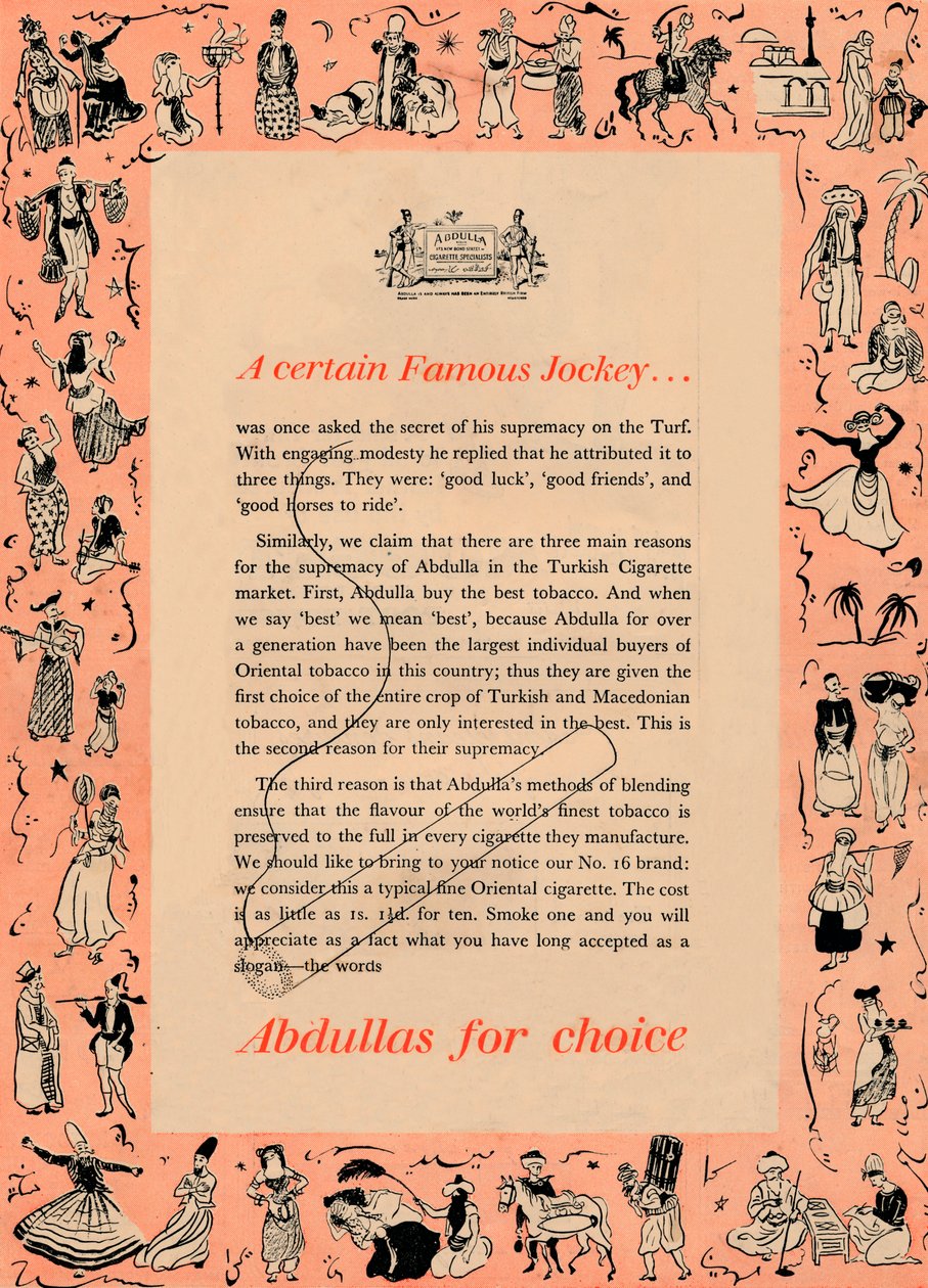 Um certo famoso Jockey Abdullas pela escolha, 1939 de Unbekannt