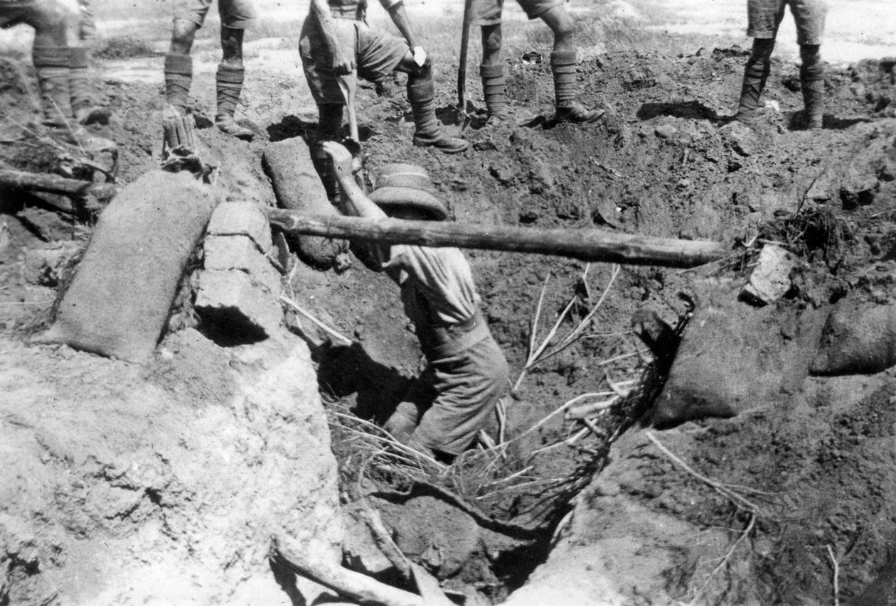 Um abrigo britânico em colapso, Mesopotâmia, Primeira Guerra Mundial, 1918 de Unbekannt