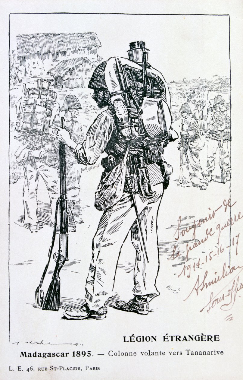Uma coluna da Legião Estrangeira Francesa avançando em direção a Tananarive, Madagascar, 1895 de Unbekannt