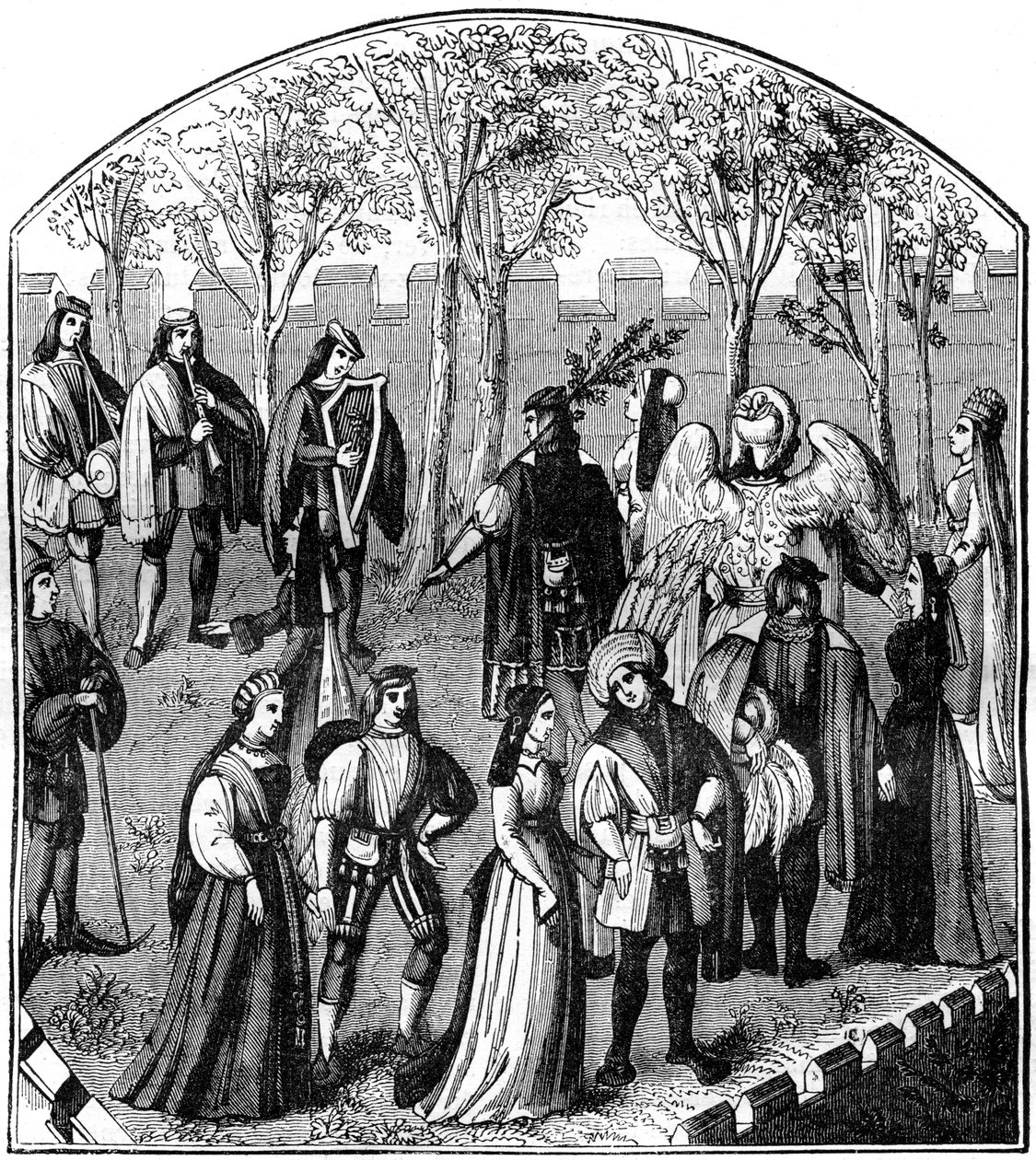 Uma dança em um jardim, séculos c13th-15th 1882-1884 de Unbekannt