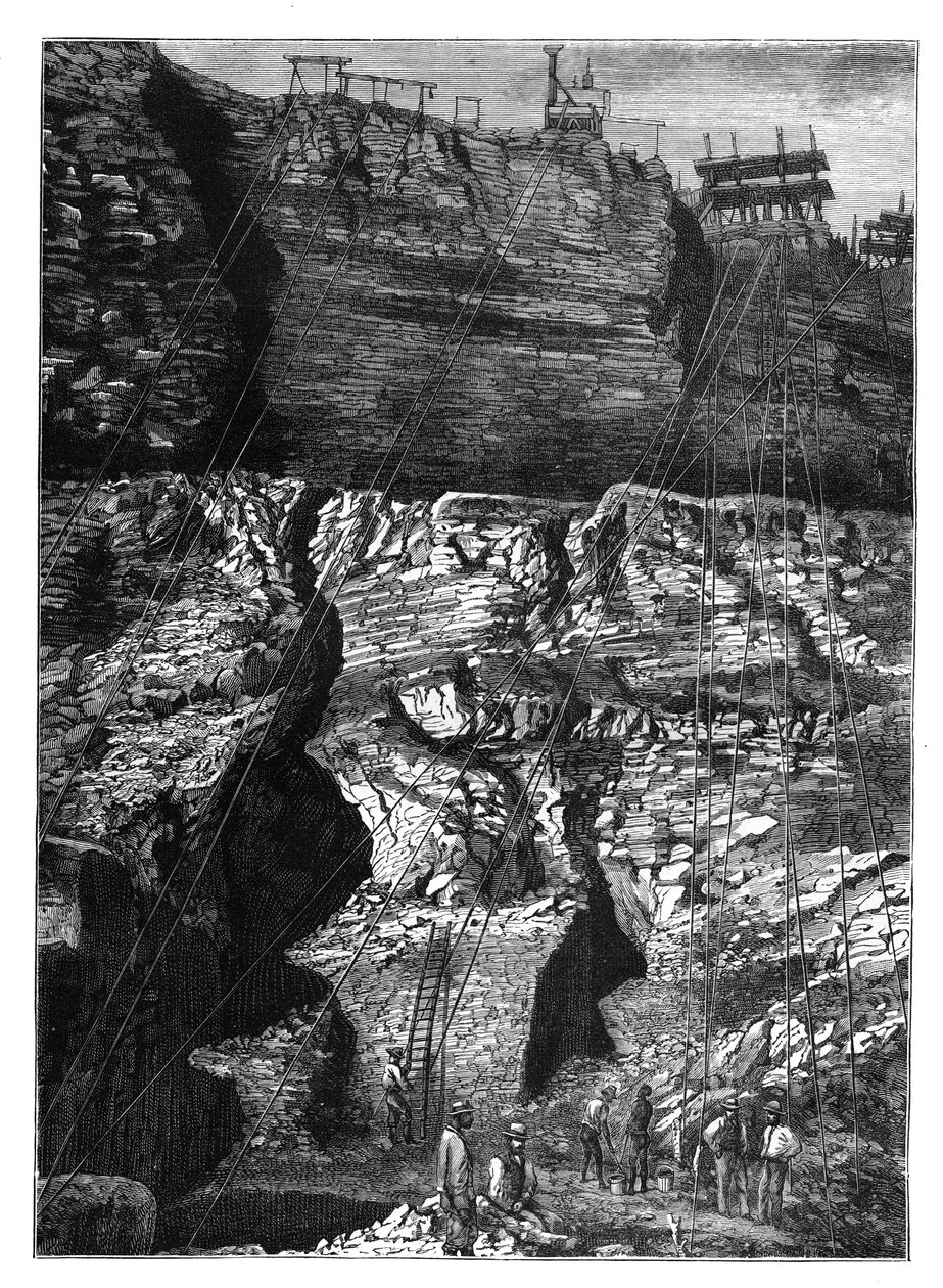 Uma mina de diamante em Kimberley, Griqualand West, Northern Cape, África do Sul, c1890 de Unbekannt