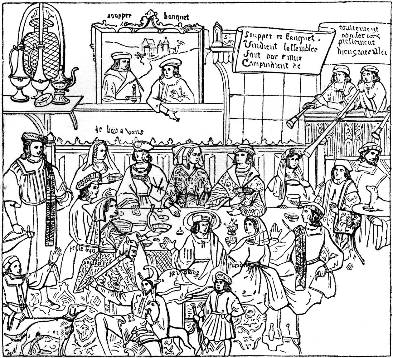 Um jantar, final do século XV, 1910 de Unbekannt