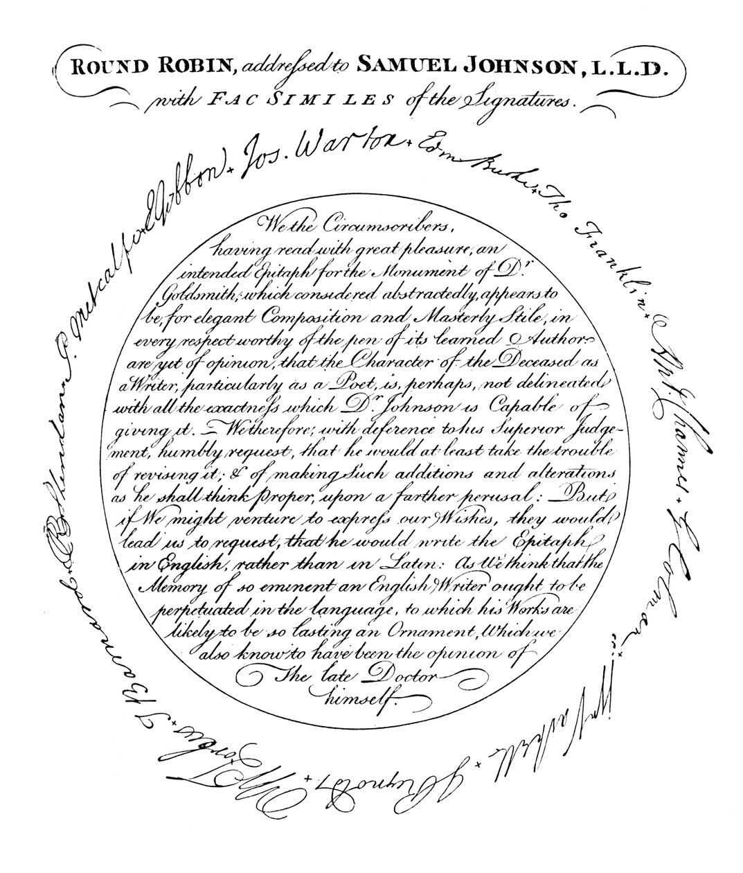 Um fac-símile da placa na primeira edição de Boswells Life of Johnson, 1907 de Unbekannt