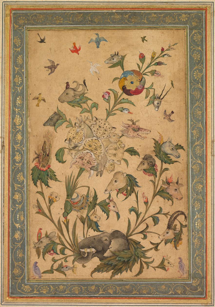 Uma fantasia floral de animais e pássaros Waq-waq, início dos anos 1600. de Unbekannt