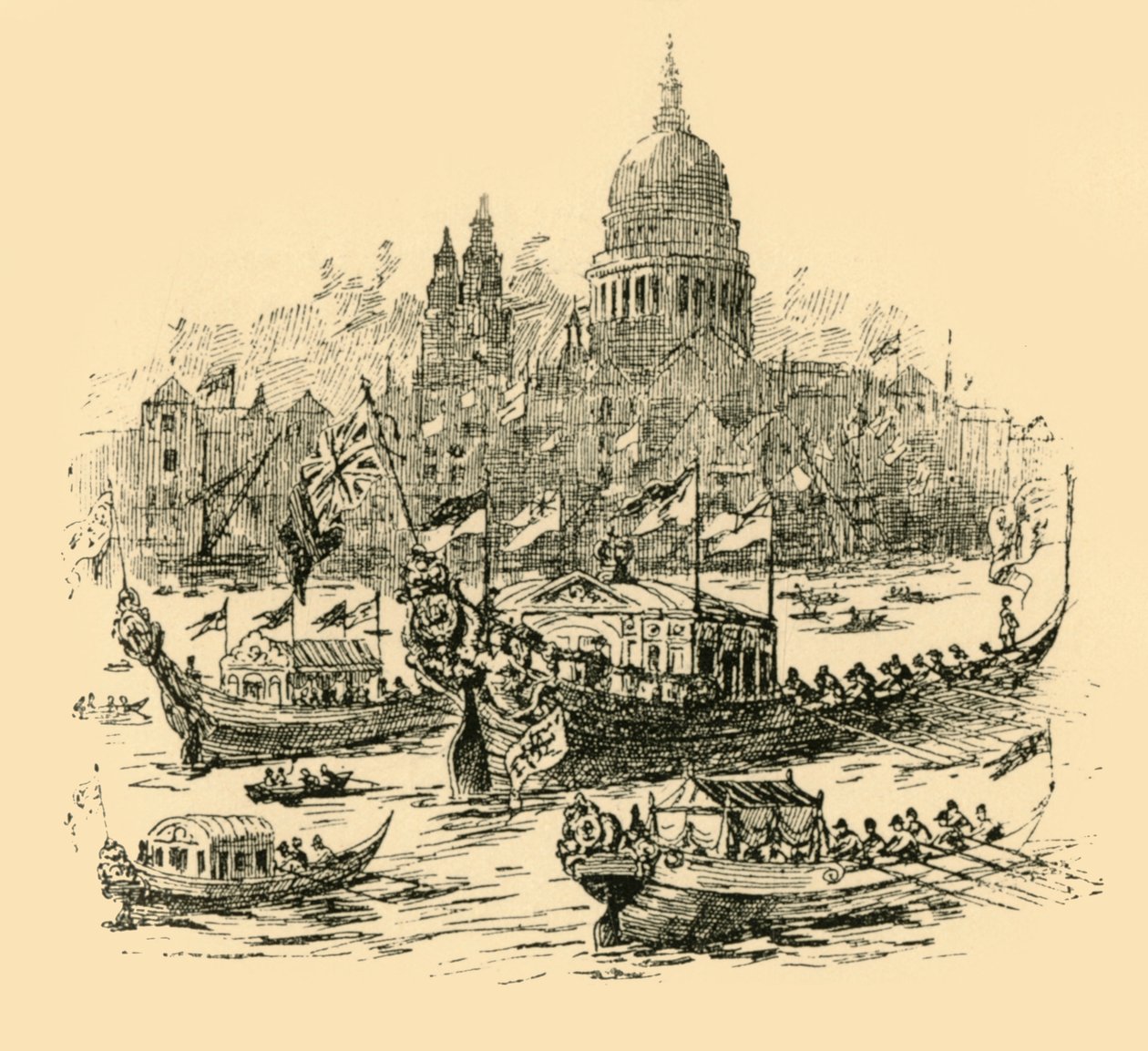 Uma grande procissão de barcaças decoradas de Whitehall a Limehouse, 1907. de Unbekannt