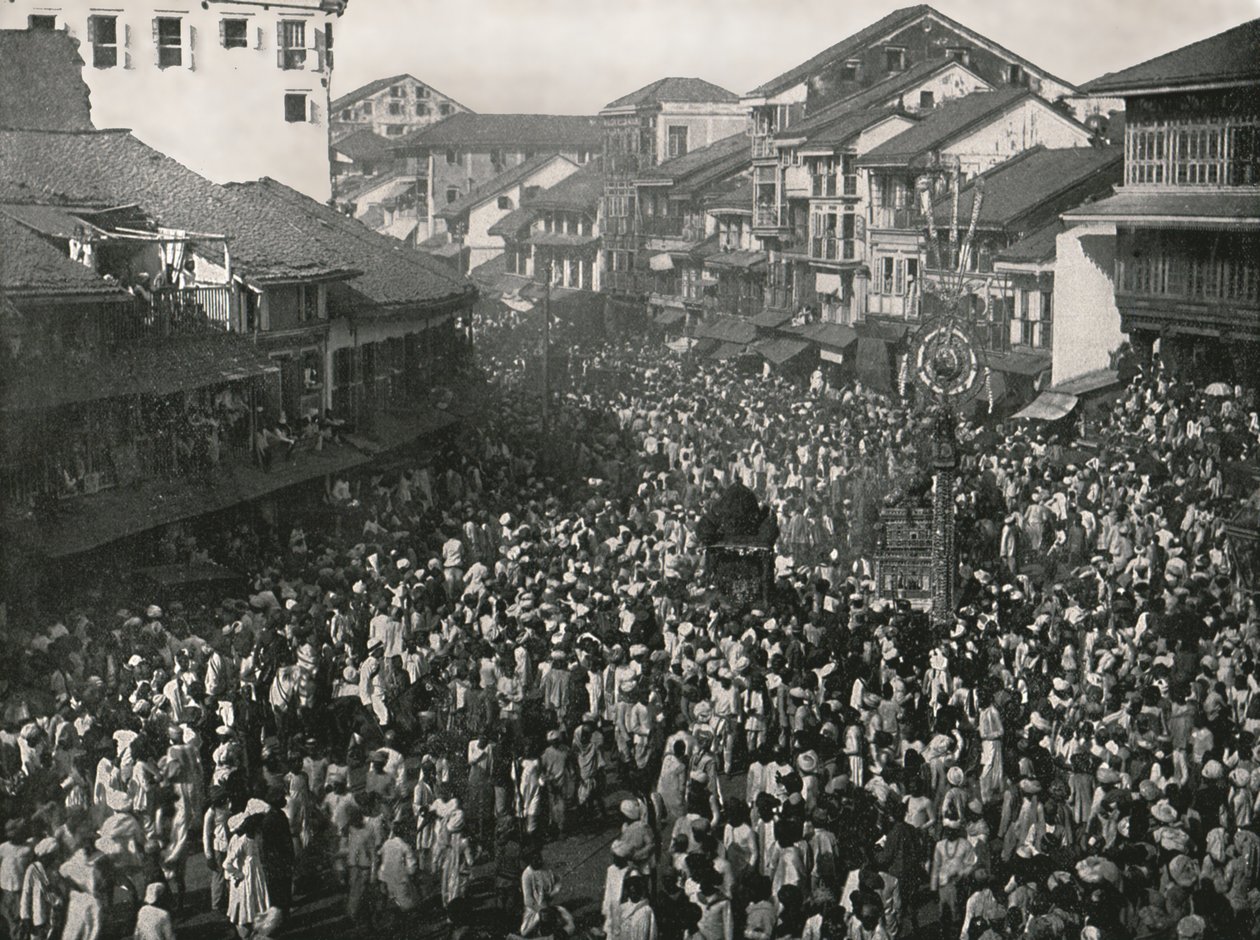 Uma grande procissão nativa, Bombaim, Índia, 1895. de Unbekannt