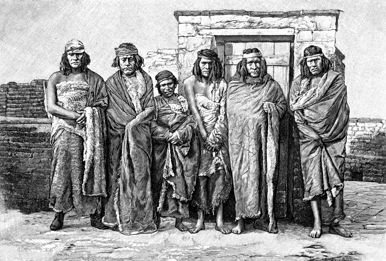 Um grupo de patagônios, Argentina, 1895 de Unbekannt