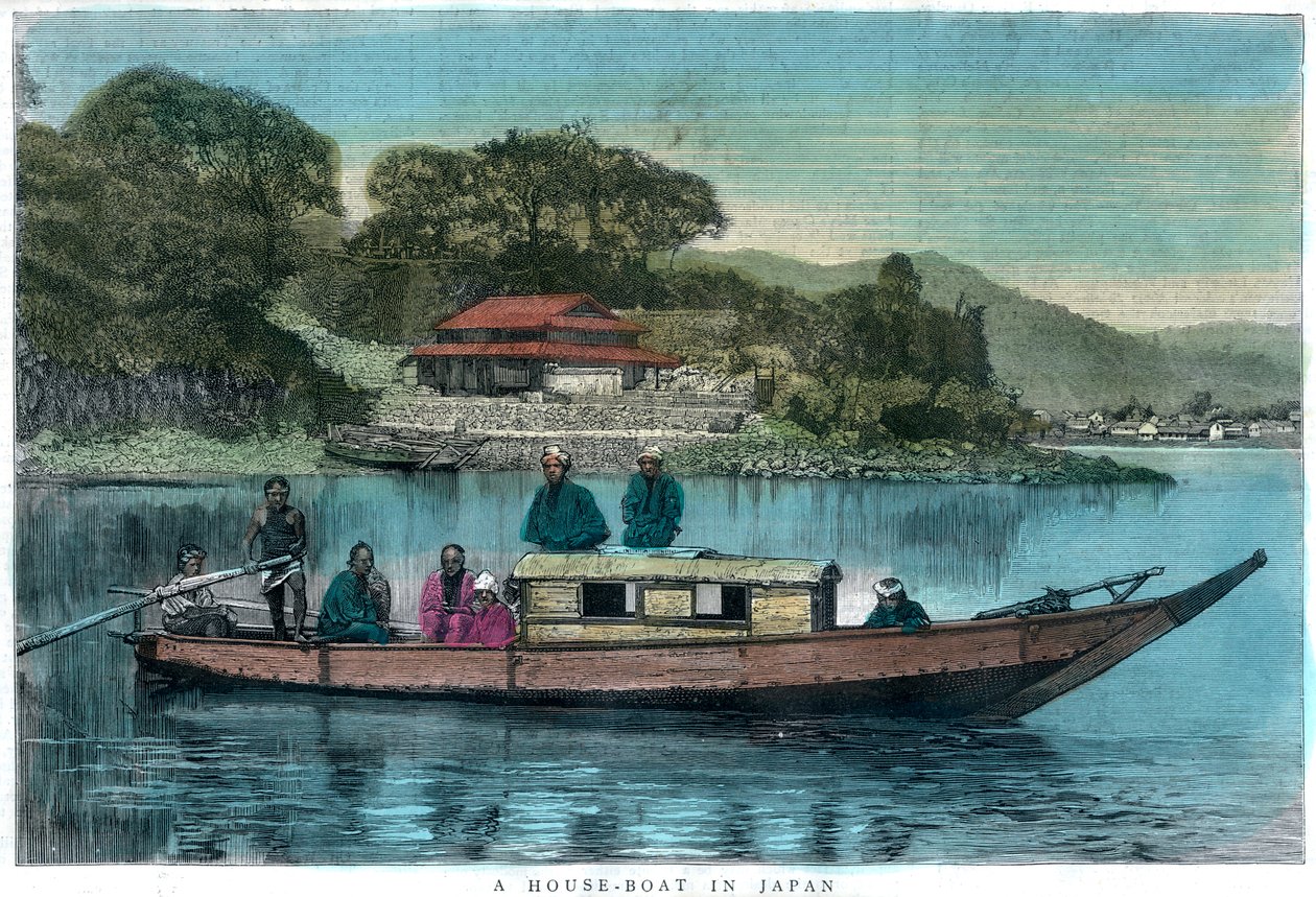 Uma casa-barco no Japão, 1888 de Unbekannt