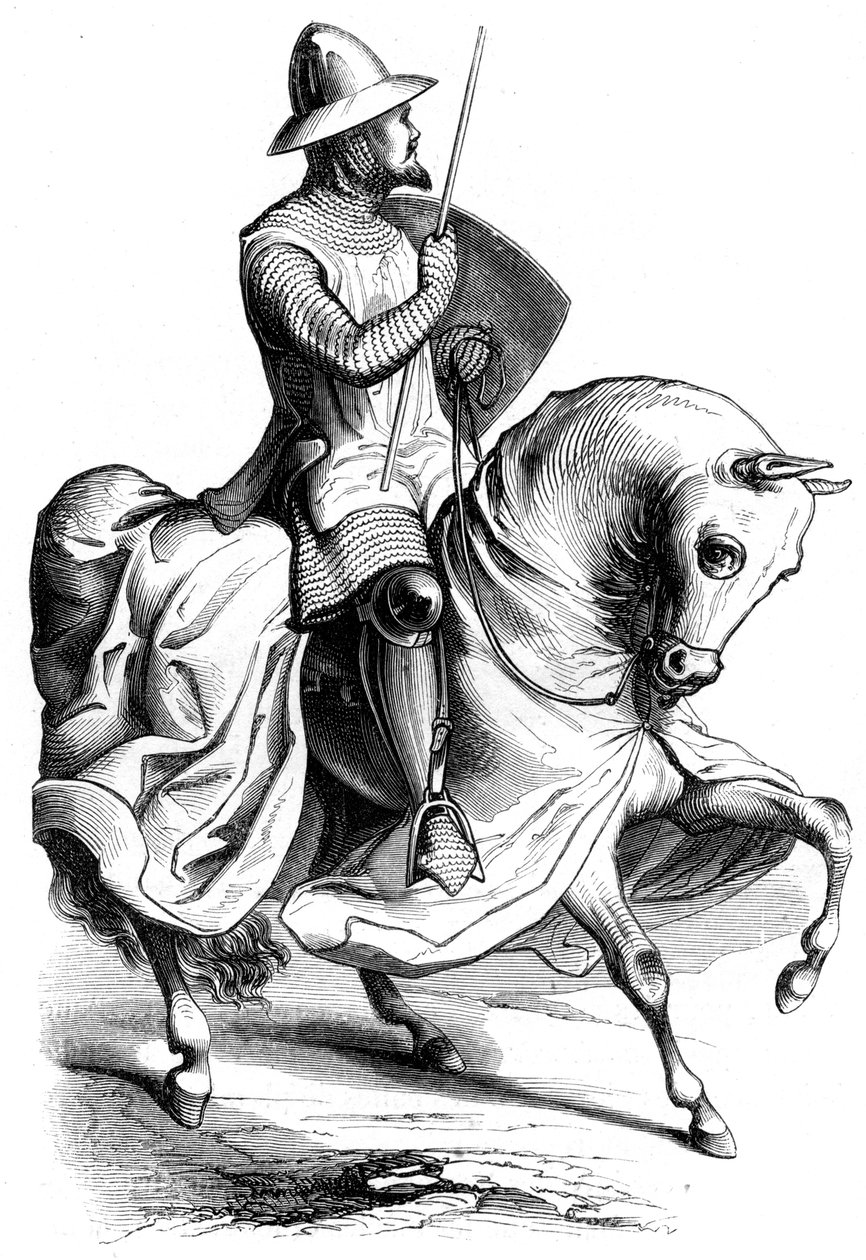 Um cavaleiro do rei Luís VI da França, século c14th 1849 de Unbekannt