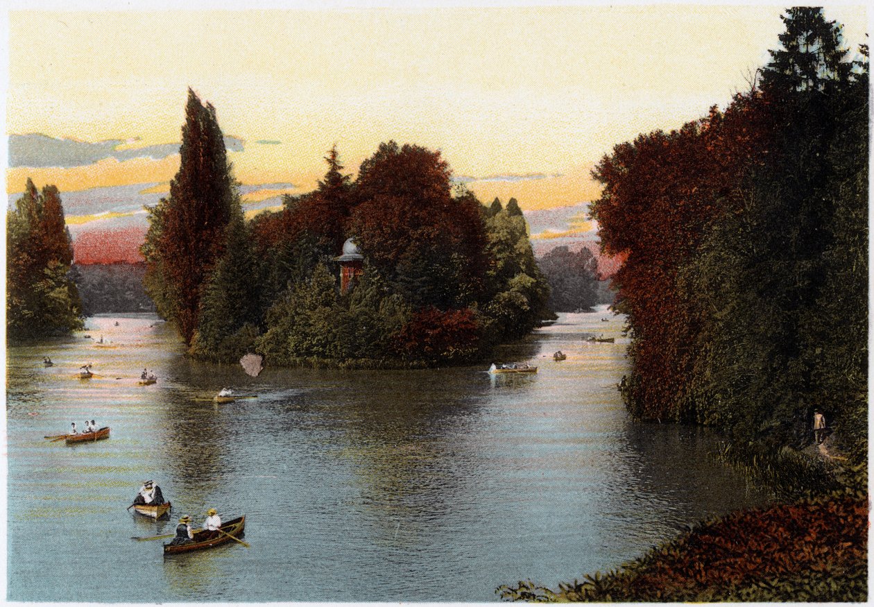 Um lago no Bois de Boulogne, Paris, c1900 de Unbekannt