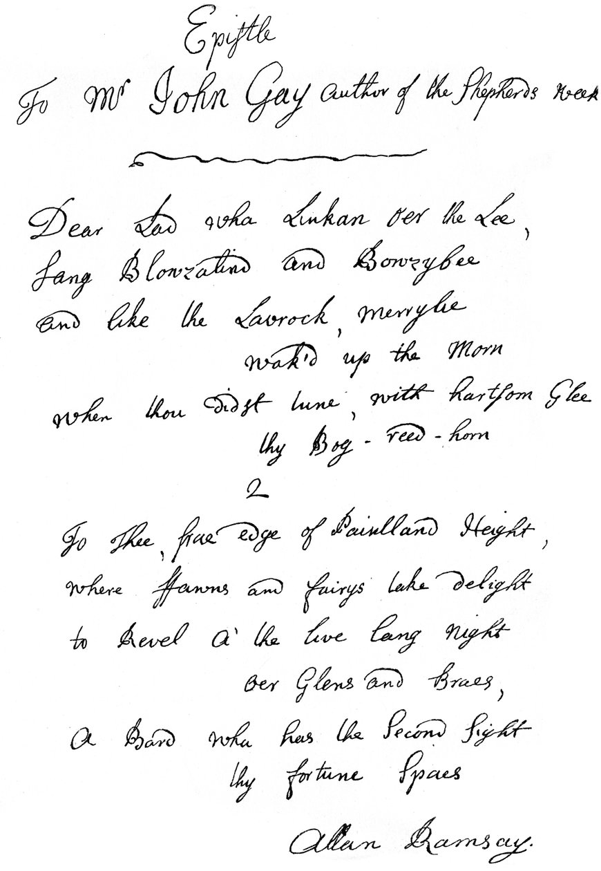 Uma carta de Allan Ramsay a John Gay, século 1840 de Unbekannt