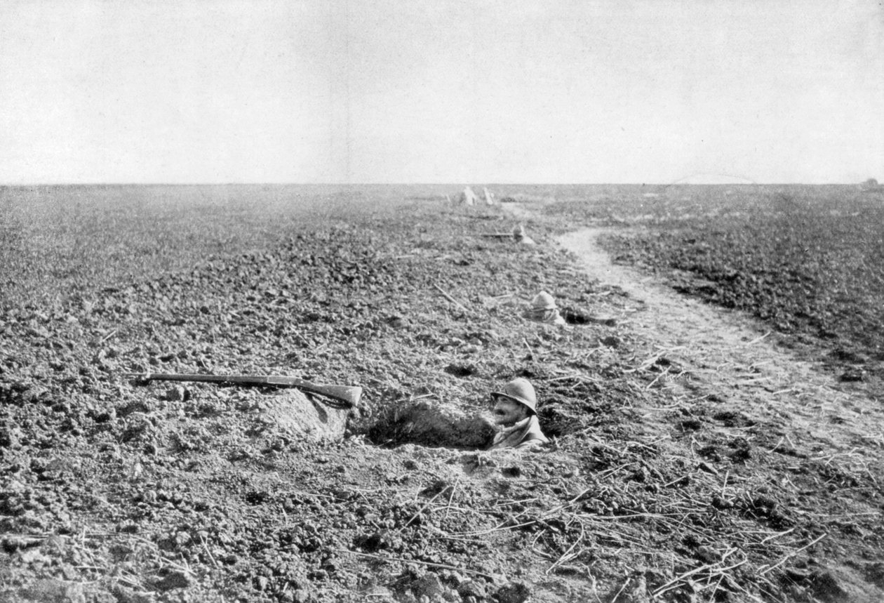 Uma linha de trincheiras francesas de infantaria, 1918 de Unbekannt